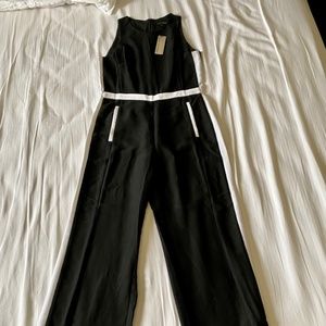Banana Republic Black & White Tuxedo Style Sleeveless Wide-Leg Jumpsuit Size 8P